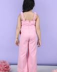 Jumpsuit Emblissed with Fabric Frill and Pearl Detailing.