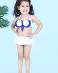 Two Piece Costume with Back Knot and Skirt - White