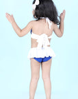 Two Piece Costume with Back Knot and Skirt - White