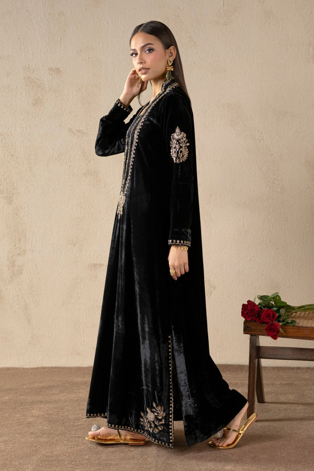 Monarch Black Velvet Suit Set