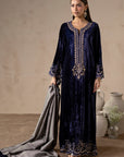 Ink Midnight Blue Velvet Suit Set