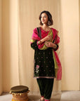 Forest Bloom Velvet Suit Set
