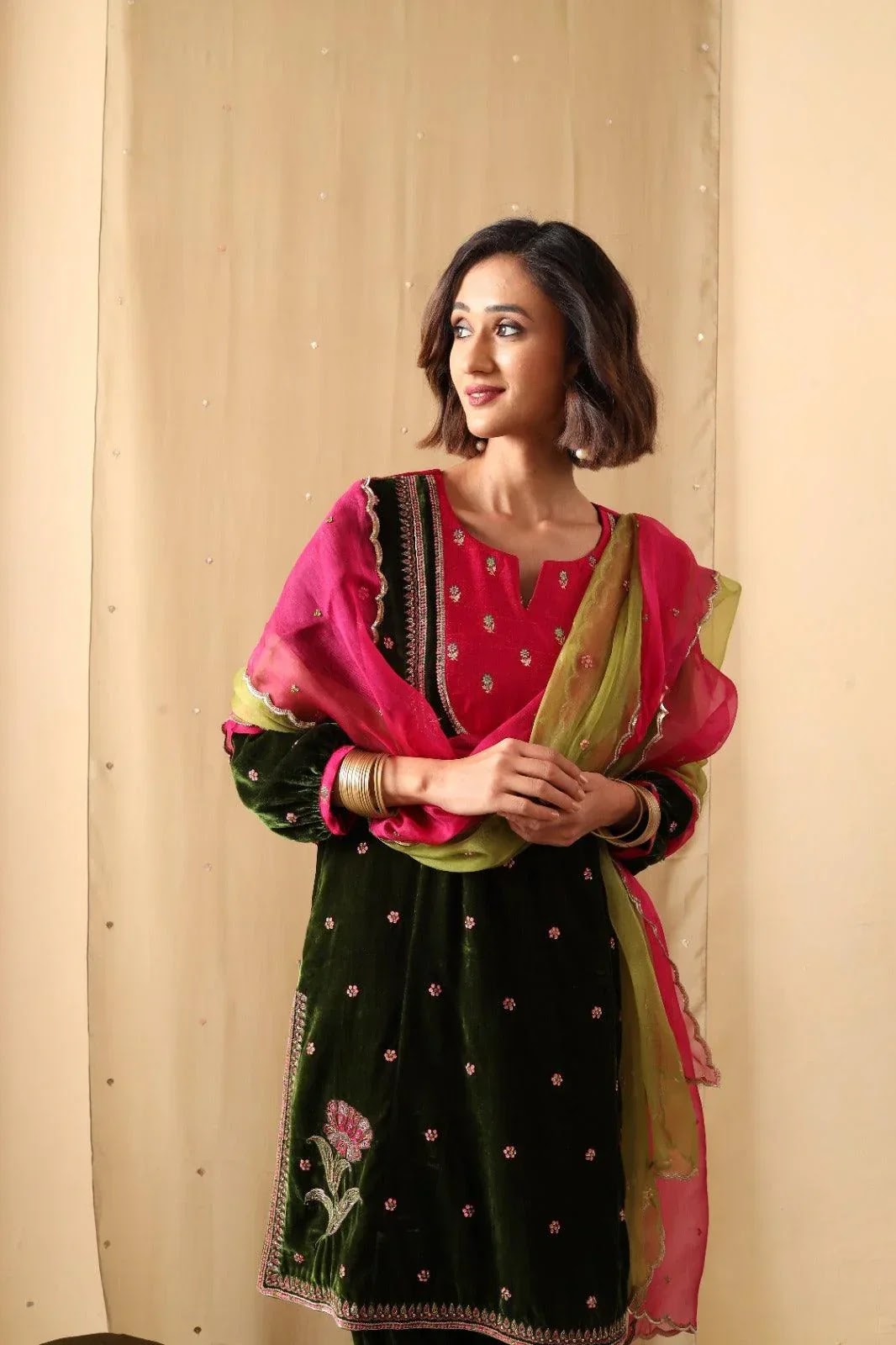 Forest Bloom Velvet Suit Set