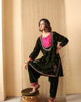 Forest Bloom Velvet Suit Set