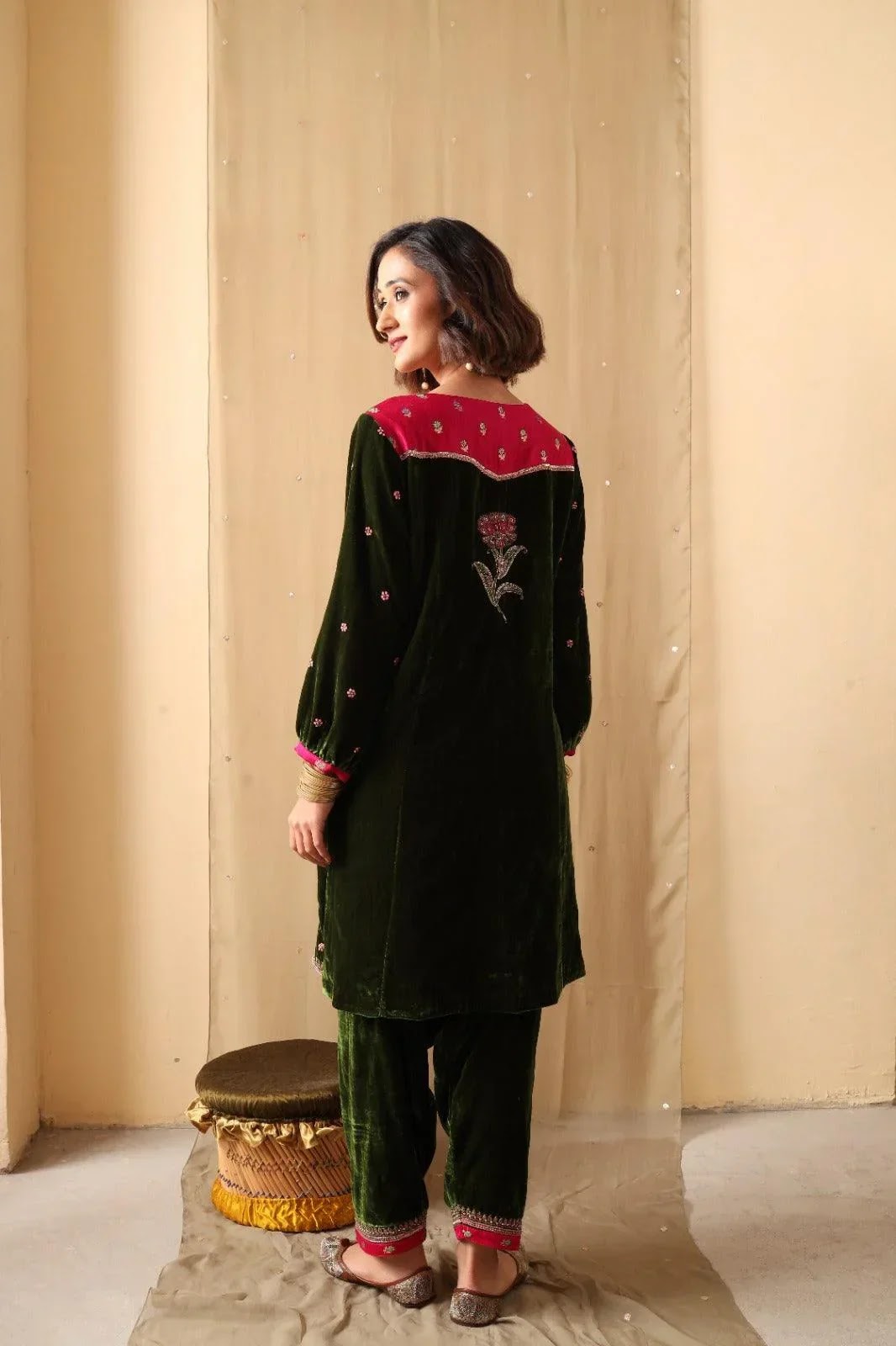 Forest Bloom Velvet Suit Set