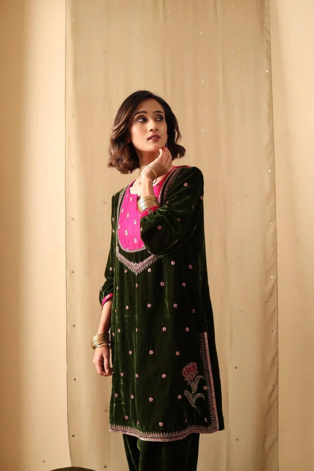 Forest Bloom Velvet Suit Set
