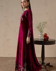 Garnet Bloom Velvet Suit Set