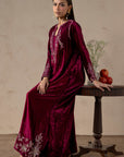 Garnet Bloom Velvet Suit Set
