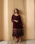 Maroon Dusk Velvet Suit Set