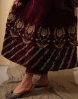 Maroon Dusk Velvet Suit Set