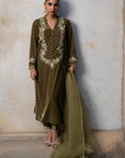 Olive Dusk Velvet Suit Set