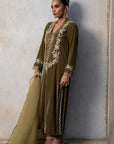 Olive Dusk Velvet Suit Set