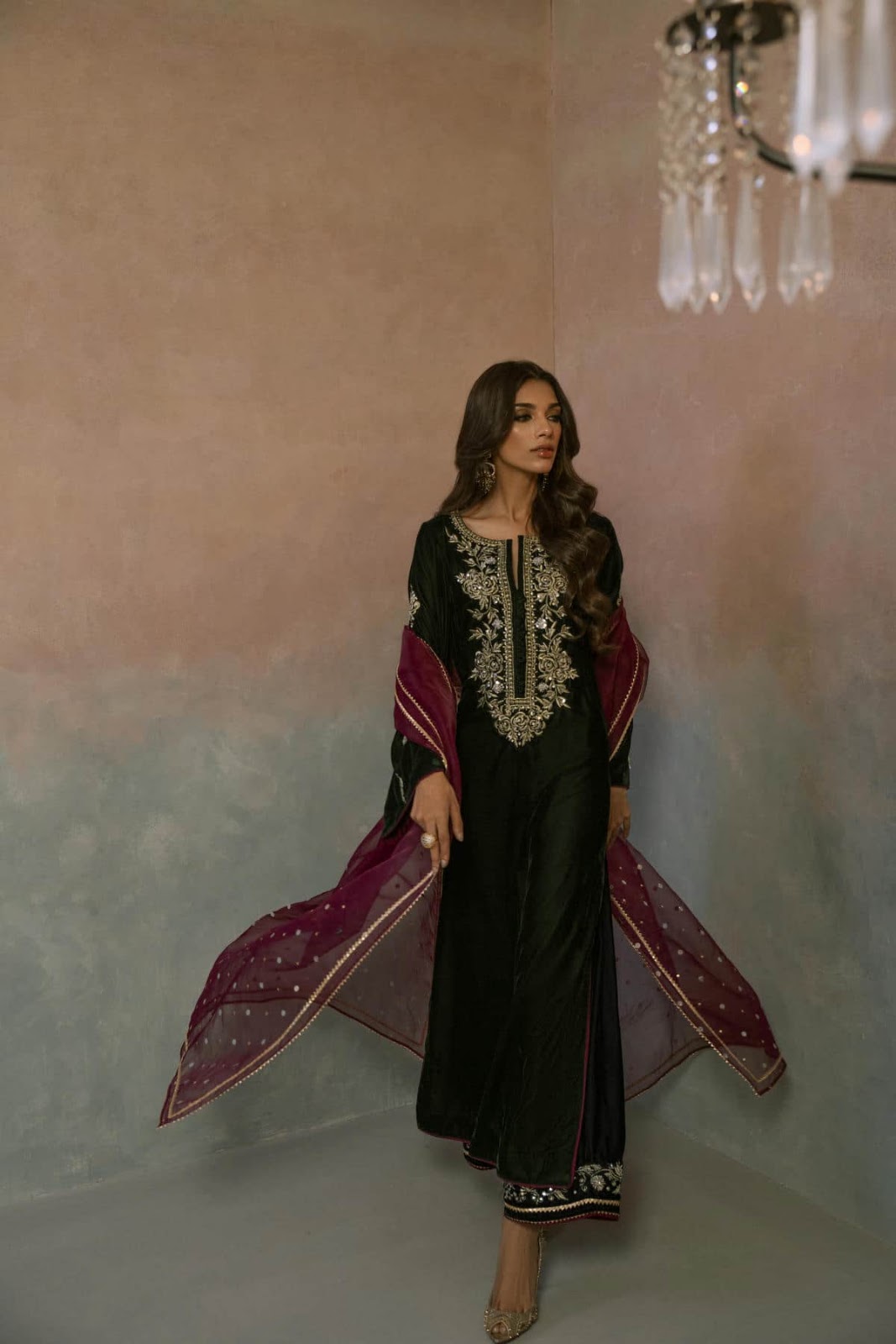 Evergreen Dusk Velvet Suit Set