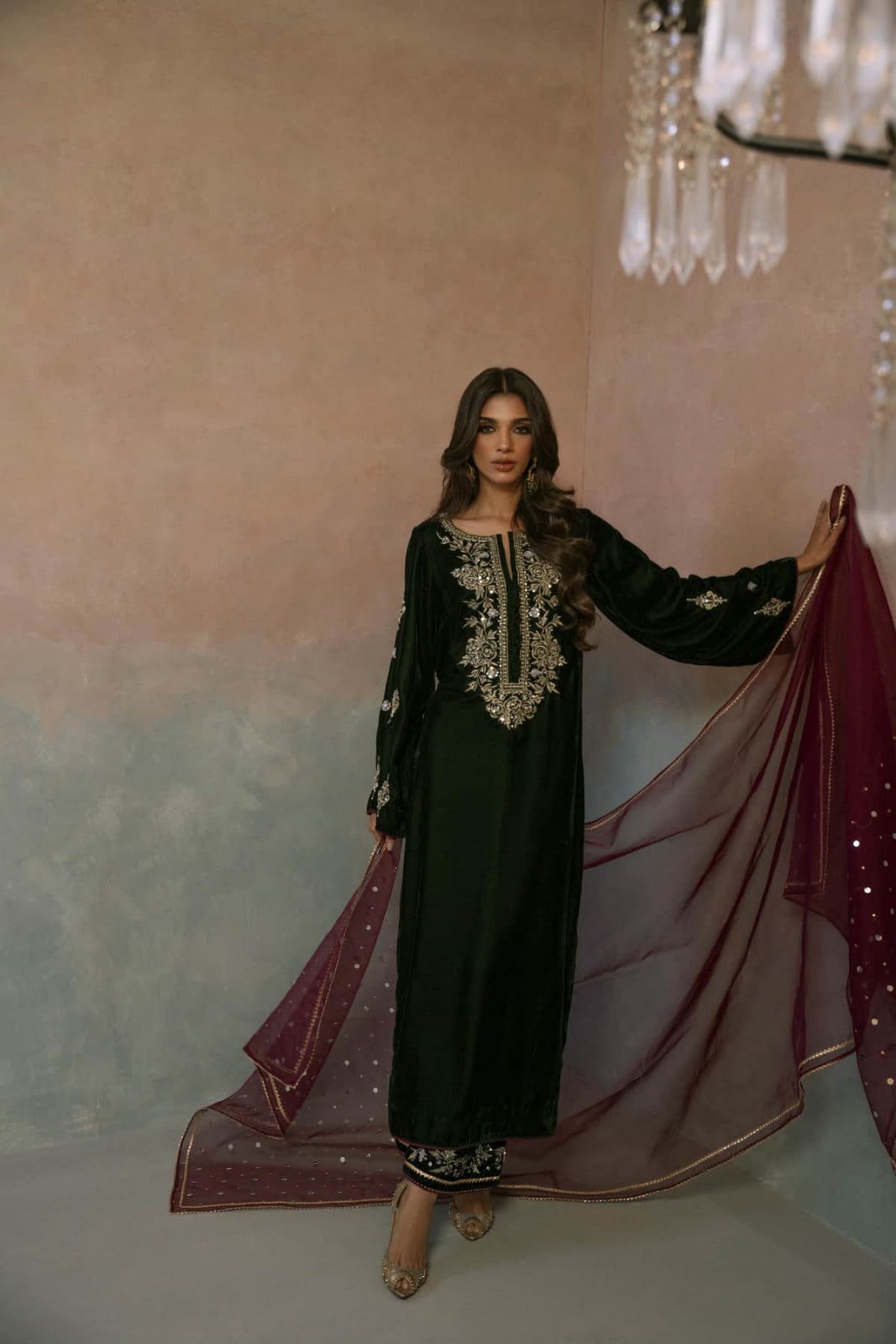Evergreen Dusk Velvet Suit Set