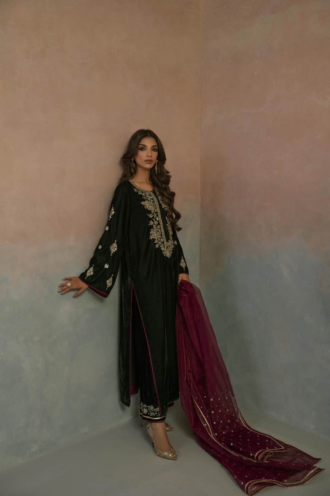 Evergreen Dusk Velvet Suit Set