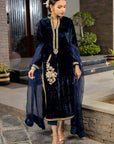 Midnight Azure Velvet Suit Set