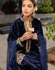 Midnight Azure Velvet Suit Set