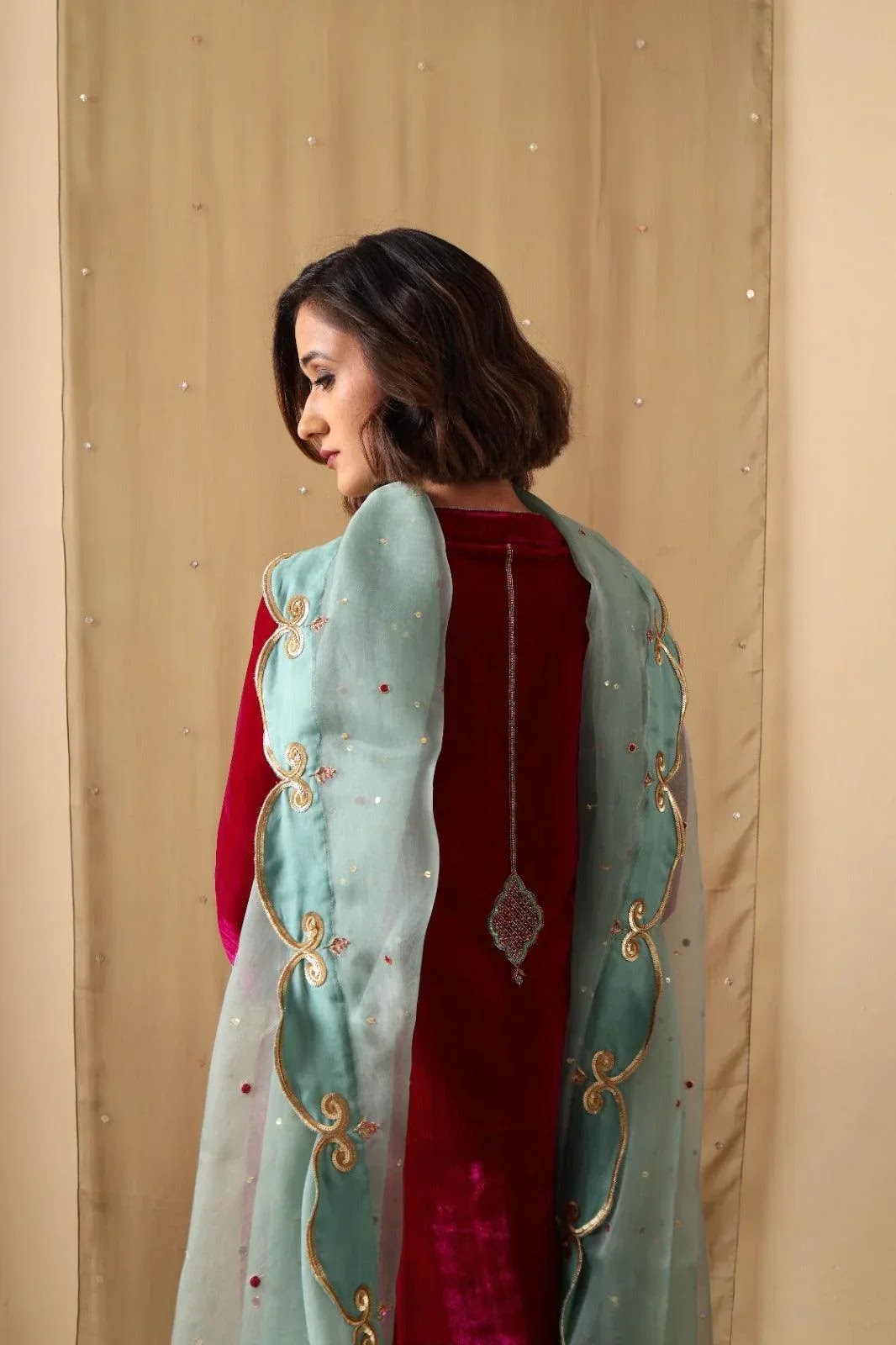Ruby Aqua Velvet Suit Set