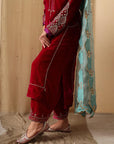 Ruby Aqua Velvet Suit Set