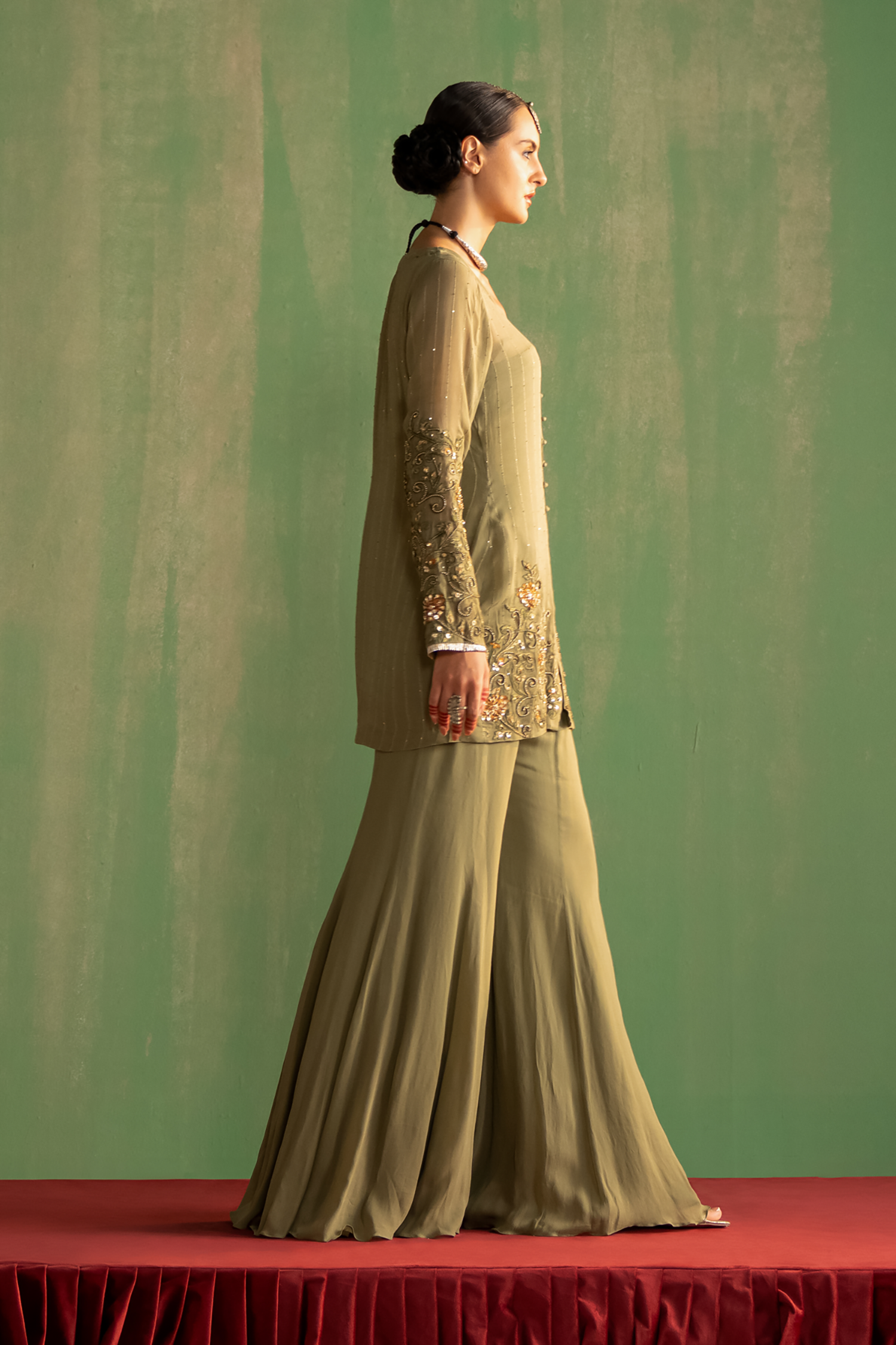 Aadhira Green Gharara Set