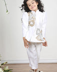 White Coat Style Top with Sequence Embroidery