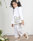 White Coat Style Top with Sequence Embroidery